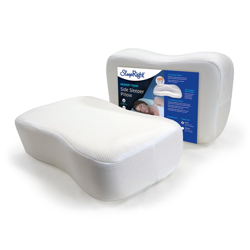 SleepRight Splintek Side Sleeping Pillow - Memory Foam Pillow - Best Pillow for Sleeping On Your Side (16" x 4" Travel) - Image 1
